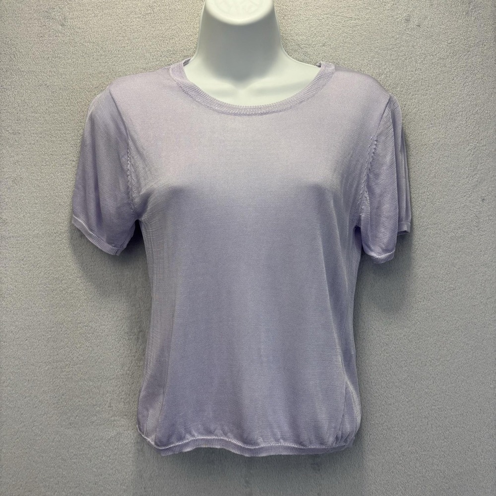 GEORGIA ALICE Knit Top Shirt Womens XS Purple Crew Neck Short Sleeve T- Shirt